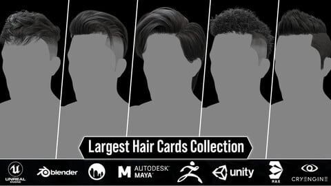 Alma Realtime Hair Cards Collection ( 40 Male Hair Cards + Life Time Updates )