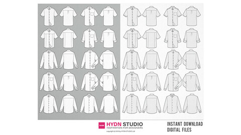 Shirts Flat Sketch Set Design Template