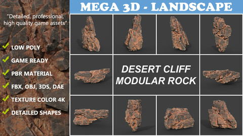 Low poly Desert Cliff Modular 211219