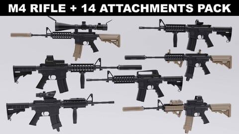 M4 Carbine Rifle +14 Attachments pack