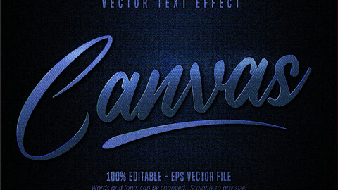 Canvas text, editable text effect on dark blue canvas background