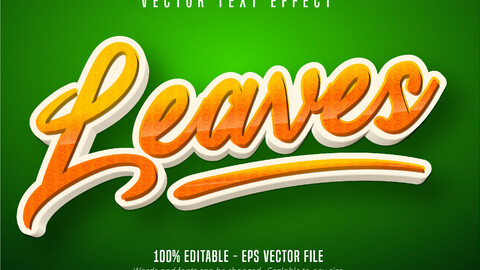 Leaves text, cartoon style editable text effect