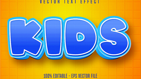 Kids text, cartoon style editable text effect