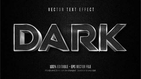 Dark text, metallic silver style editable text effect