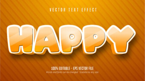 Happy text, cartoon style editable text effect