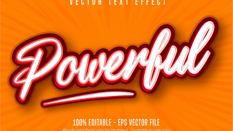 Powerful text, pop art style editable text effect