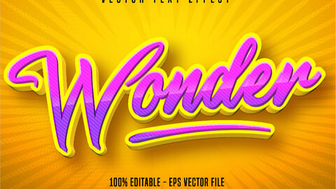 Wonder text, cartoon style editable text effect