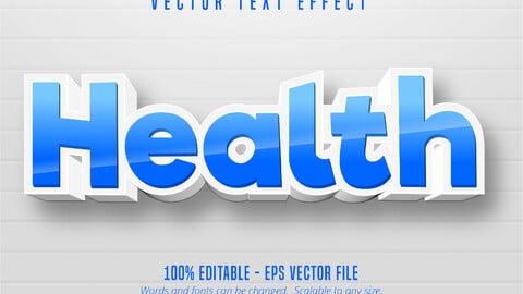 Health text, cartoon style editable text effect