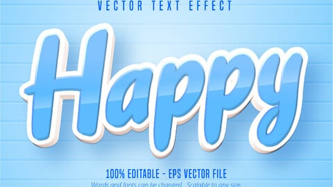 Happy text, cartoon style editable text effect