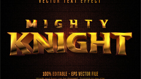 Mighty knight text, shiny golden style editable text effect