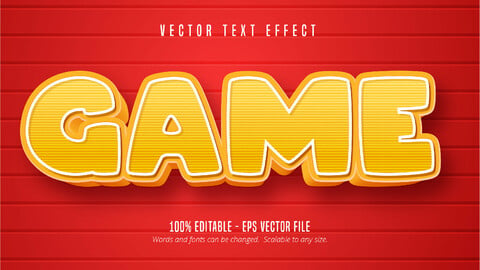 Game text, cartoon style editable text effect