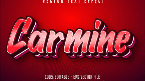 Carmine text, red color pop art style editable text effect