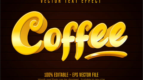 Coffee text, cartoon style editable text effect