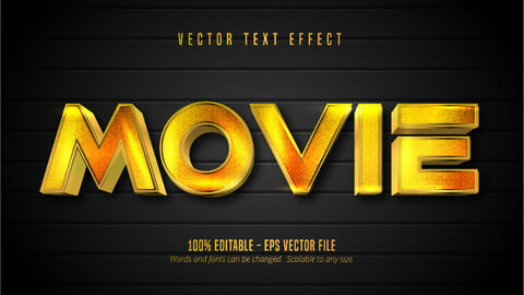 Movie text, shiny golden style editable text effect