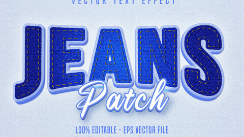 Jeans patch text, realistic denim style editable text effect