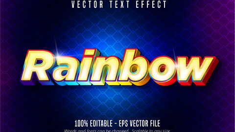 Rainbow text, shiny colorful editable text effect