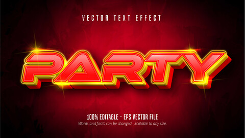 Party text, neon style editable text effect