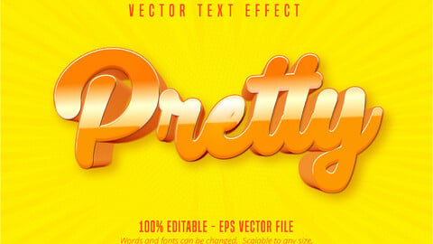 Pretty text, cartoon style editable text effect