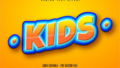 Kids text, cartoon style editable text effect