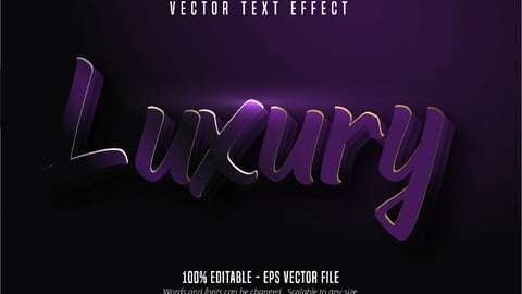 Luxury text, purple color and shiny gold style editable text effect