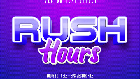 Rush hours text, game style editable text effect