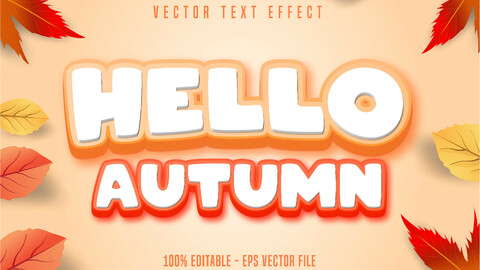 Hello autumn text, autumn style editable text effect