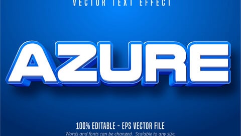 Azure text, blue color editable text effect