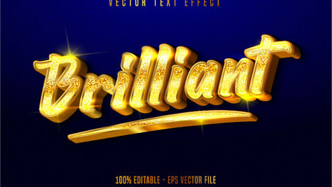 Brilliant text, shiny gold style editable text effect