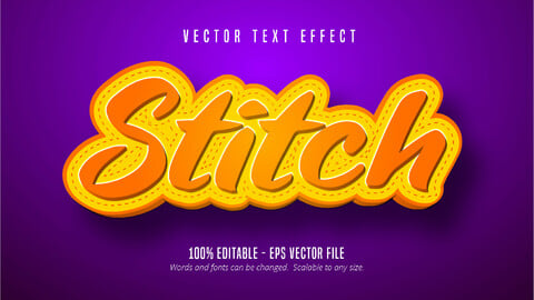 Stitch text, cartoon style editable text effect