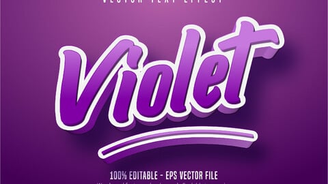 Violet text, cartoon style editable text effect