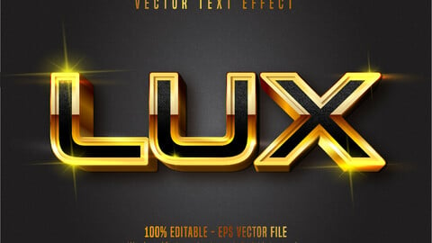 Lux text, shiny gold style editable text effect