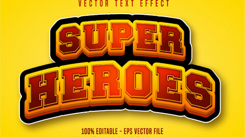 Super heroes text, cartoon style editable text effect