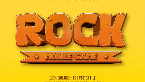 Rock mobile game text, cartoon game style editable text effect