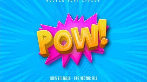 Pow text, comic style editable text effect