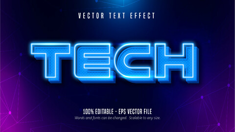 Tech text, neon style editable text effect