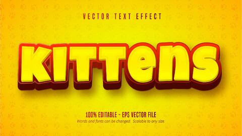 Kittens text, cartoon style editable text effect