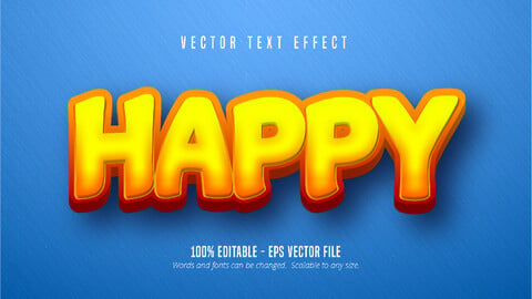 Happy text, cartoon style editable text effect