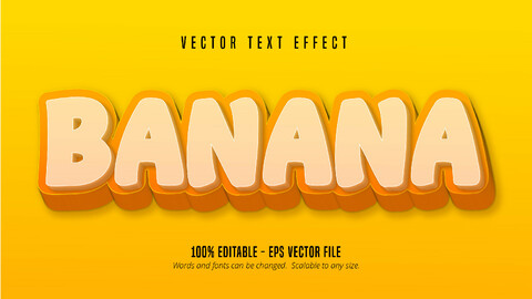 Banana text, cartoon style editable text effect