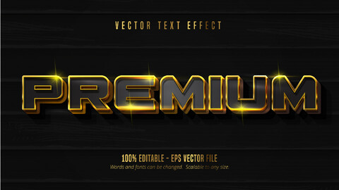 Premium text, shiny gold and black style editable text effect