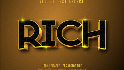 Rich text, shiny gold style editable text effect