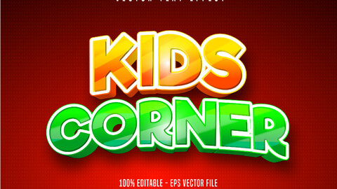 Kids corner text, comic style editable text effect