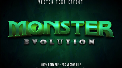 Monster evolution text, game style editable text effect