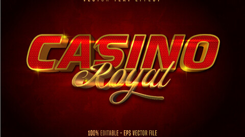 Casino royal text, jackpot prize style editable text effect