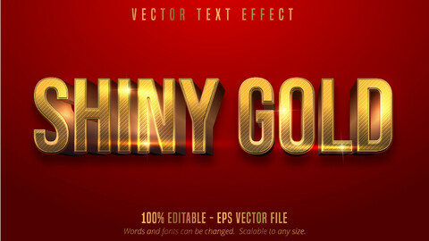 Red color and shiny gold style editable text effect