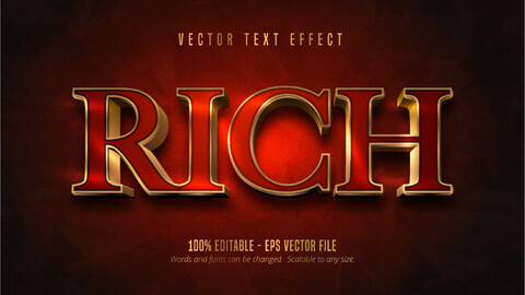 Rich text, red color and shiny gold style editable text effect