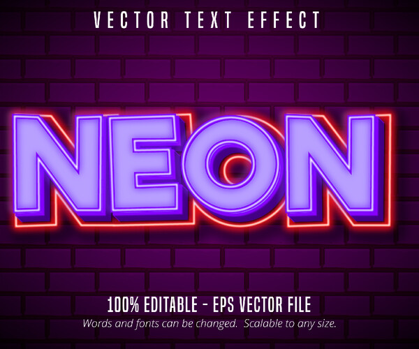 ArtStation - Neon text, purple neon style editable text effect | Artworks