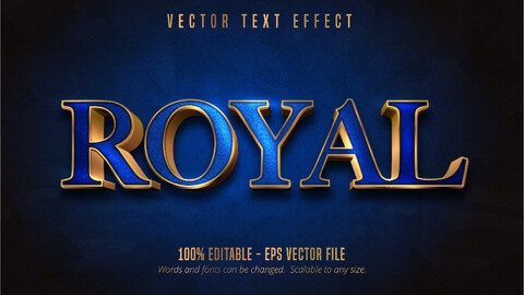 Royal text, blue color and shiny gold style editable text effect