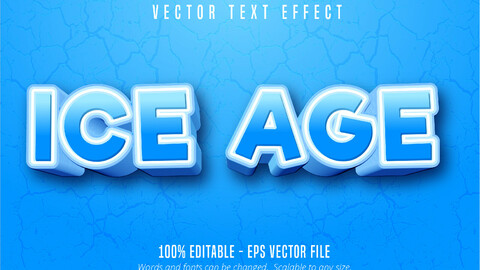 Ice age text, cartoon style editable text effect