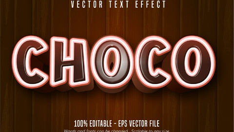 Choco text, cartoon style editable text effect on wooden background