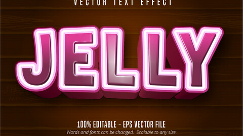 Jelly text, cartoon style editable text effect on wooden background